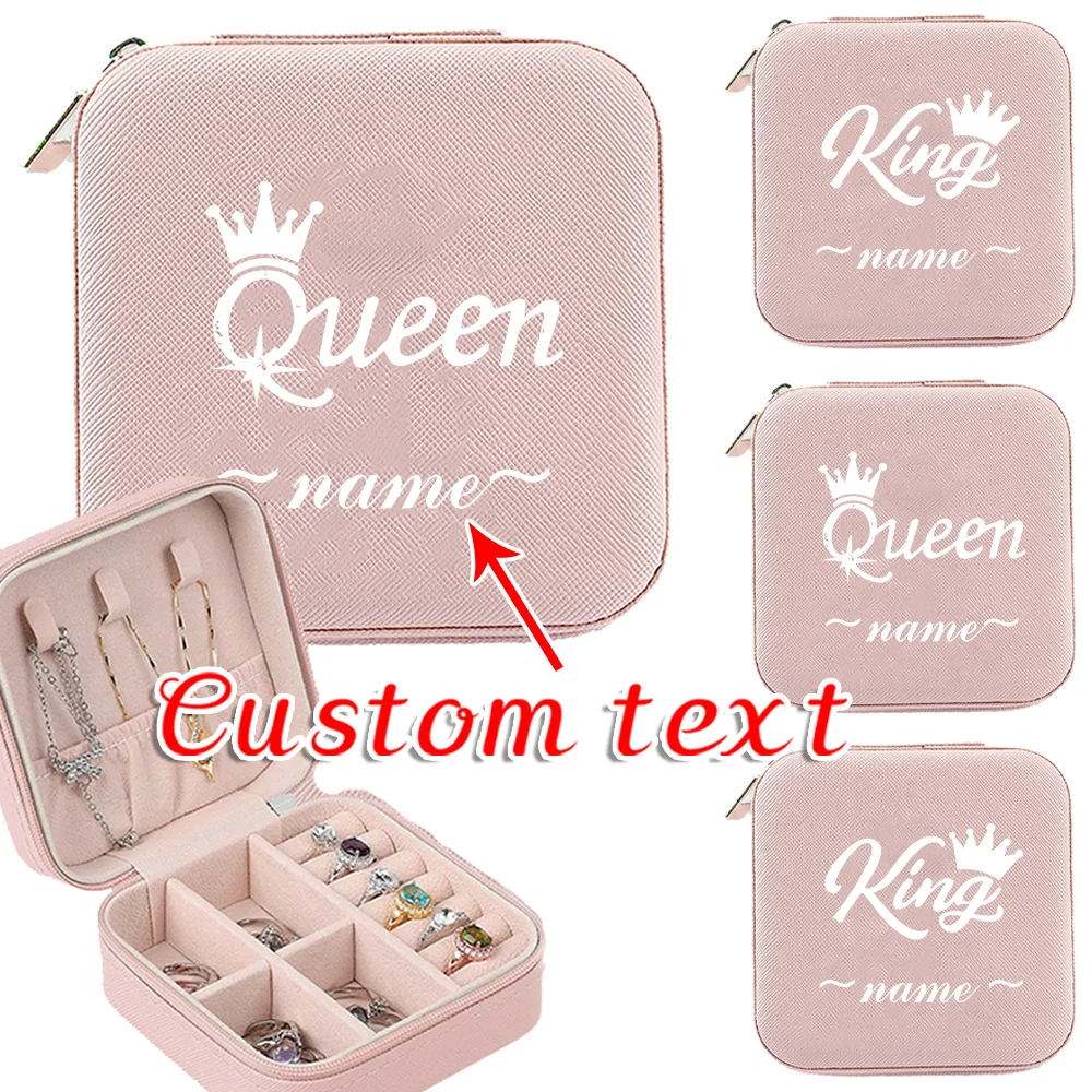 

Customized Name Portable Pink Jewelry Box High Quality Zipper Earring Jewelry Box, Large Capacity Travel Storage Box