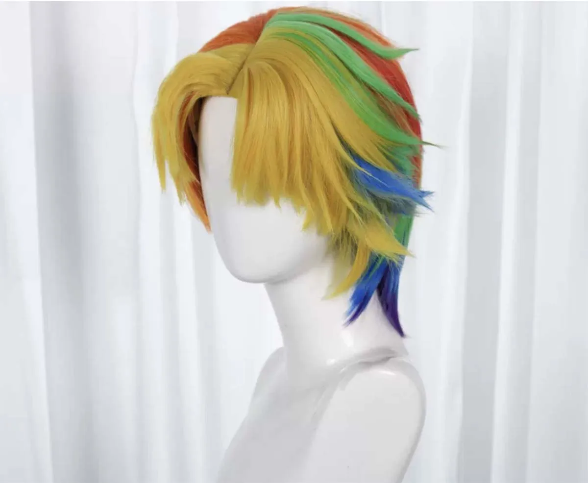 Men Rainbow Dash Pony Friends Cosplay Colorful Blonde Blue Red Orange Green Hair Wig