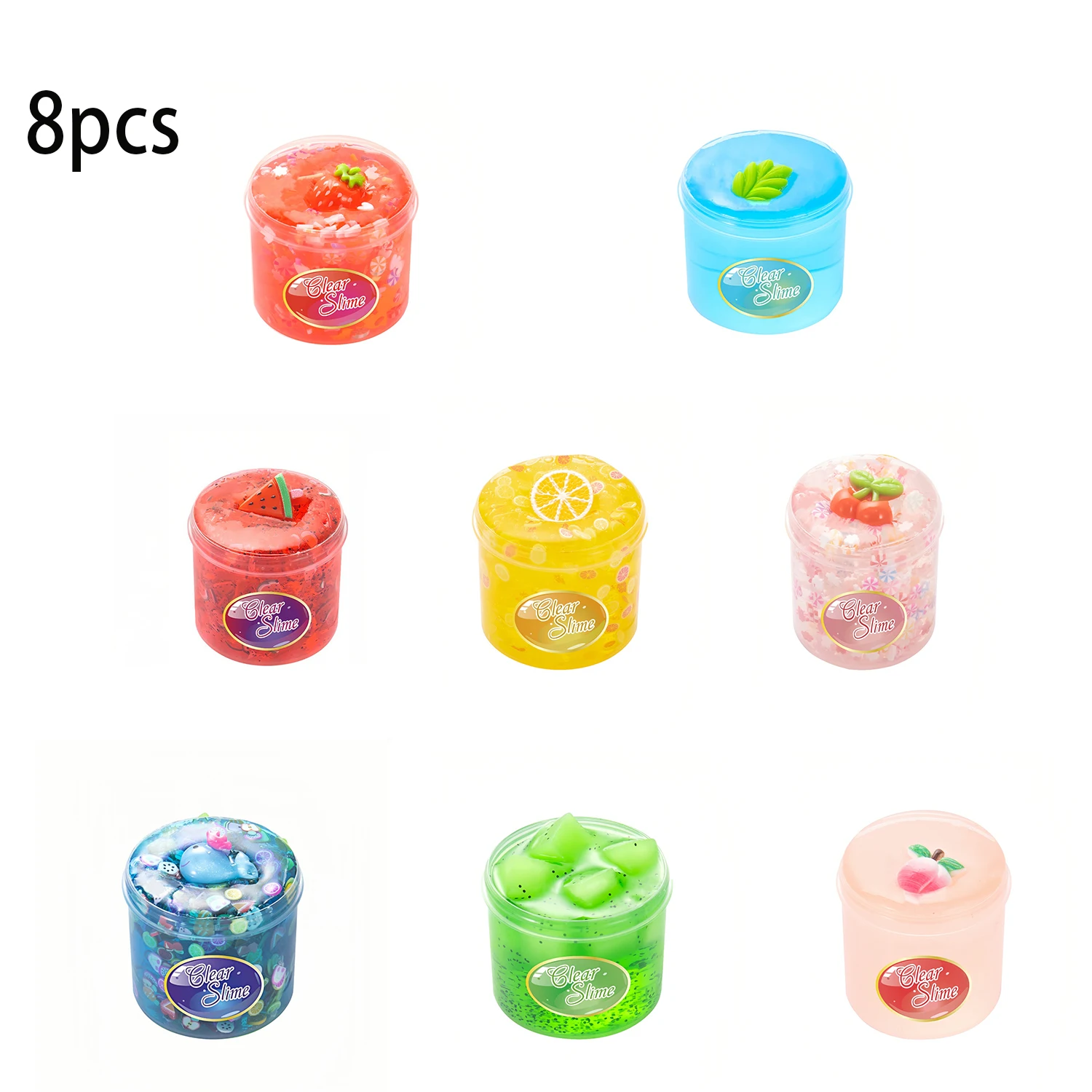 Slime Charm Fluffy Kit for Kid Foaming Plastic Soft Clay Fruit Slices Coconut Puree Children's DIY Unzipping Toys