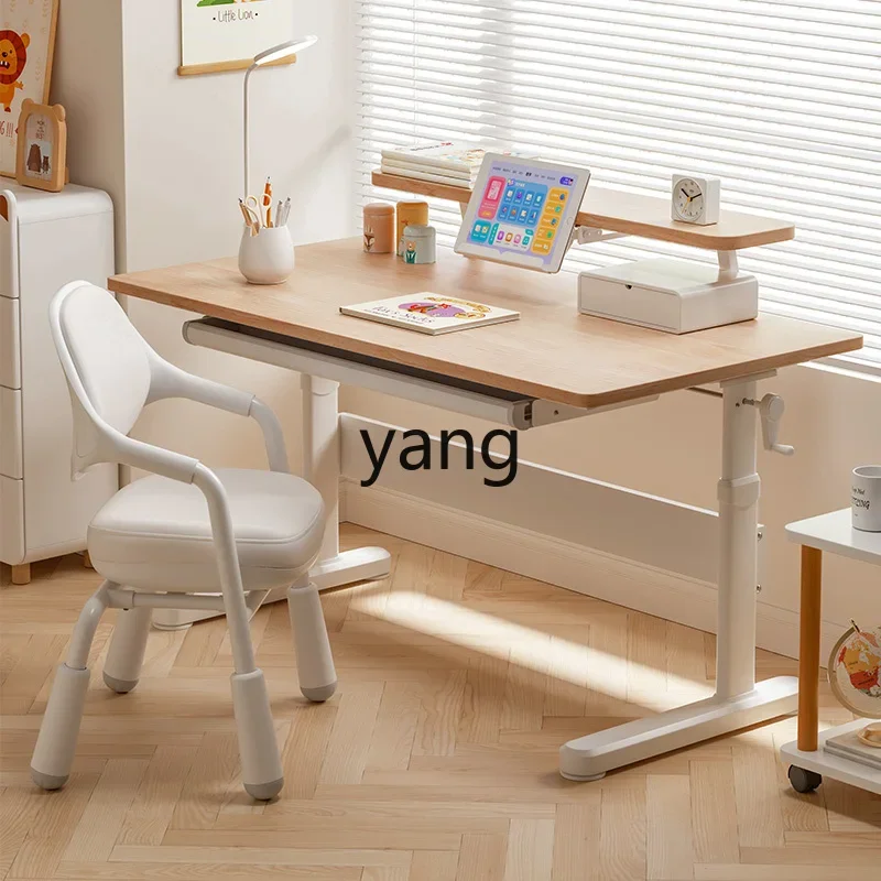 

CCL pure solid wood study table household writing liftable and chair set