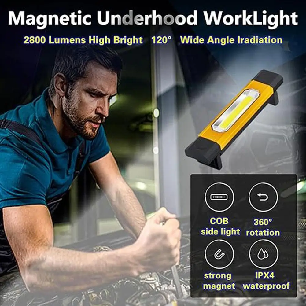 

Portable LED Work Light Car Garage Mechanic Lamp USB Flashlight Warning Rechargeable Light Emergency Magnetic Light Torch W4D3