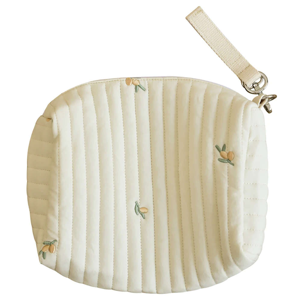 Bolso para cochecito de bebé de algodón acolchado bordado con cremallera Ins, bolsa para pañales, bolsa para botellas, bolso totalmente de algodón, usos múltiples