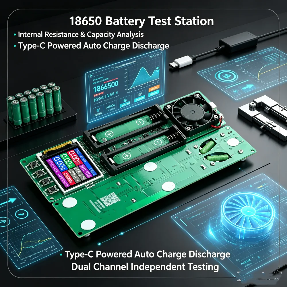 Chinese/English version Digital Display Battery Capacity Internal Resistance Tester 18650 Battery Power Detector Module Test