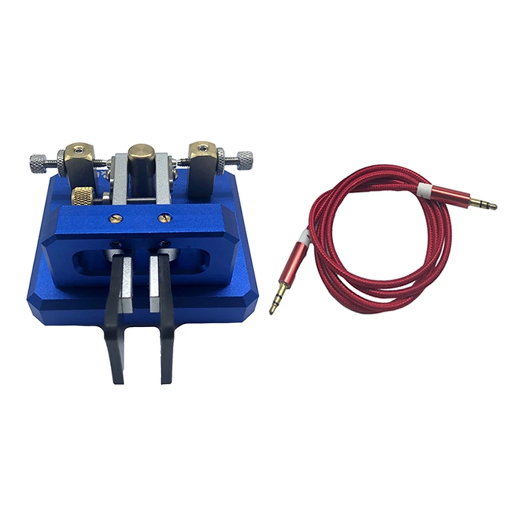 รหัสมอร์ส Double Paddle กุญแจอัตโนมัติคลื่นสั้น CW เครื่องส่งสัญญาณอุปกรณ์เสริม HAM (สีน้ําเงิน)