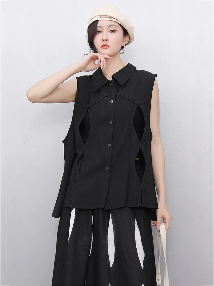 XITAO évider revers Simple boutonnage gilet décontracté couleur unie mode ample sans manches nouveauté Simple femme gilet GYX1620