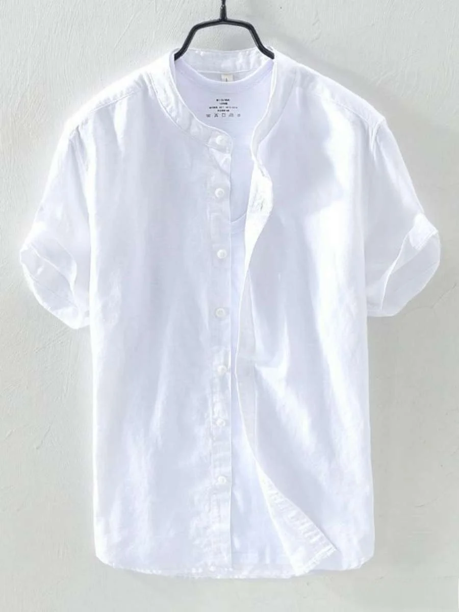 

New Men's Linen irt Japanese Sle Loose Fit ort Sve Thin Cotton Linen Blend Breathable White Casual Spring Summer Top