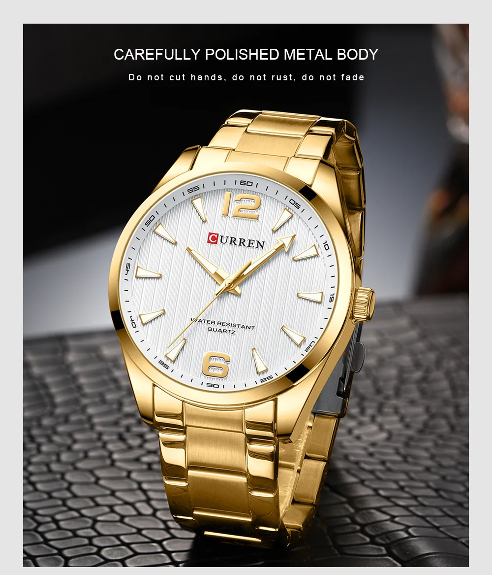 CURREN 8434 Modemarke Herrenuhr Wasserdicht Nachtlicht Elegante Business-Uhr mit Edelstahlarmband Geschenk für Männer Reloj Hombre – Detail 5