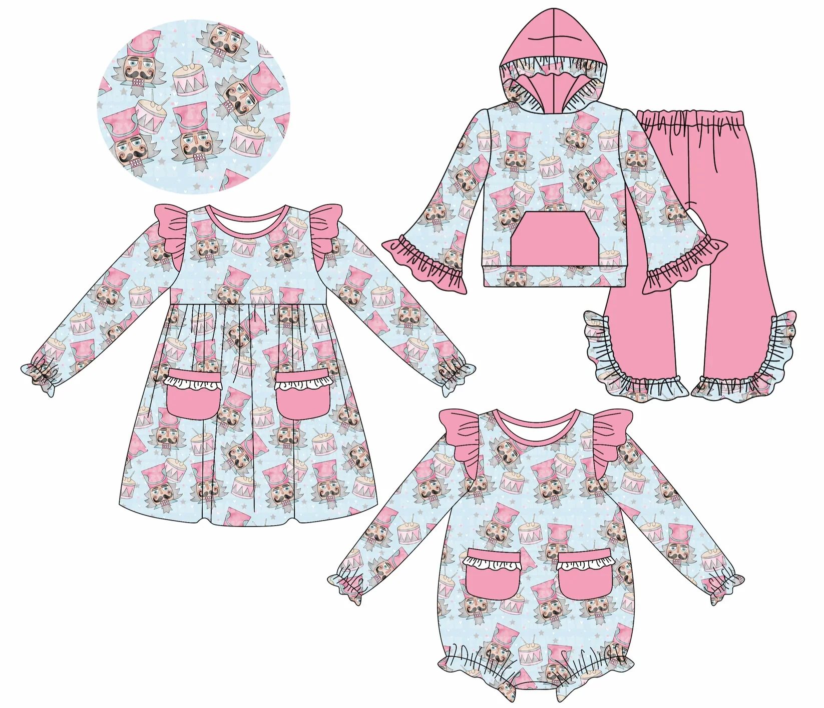 

Оптовая продажа, детский бутик, одежда, розовый Санта-Леопард, детские рождественские наряды, платье с капюшоном для девочек, комбинезон с пузырьками, одежда для сестер