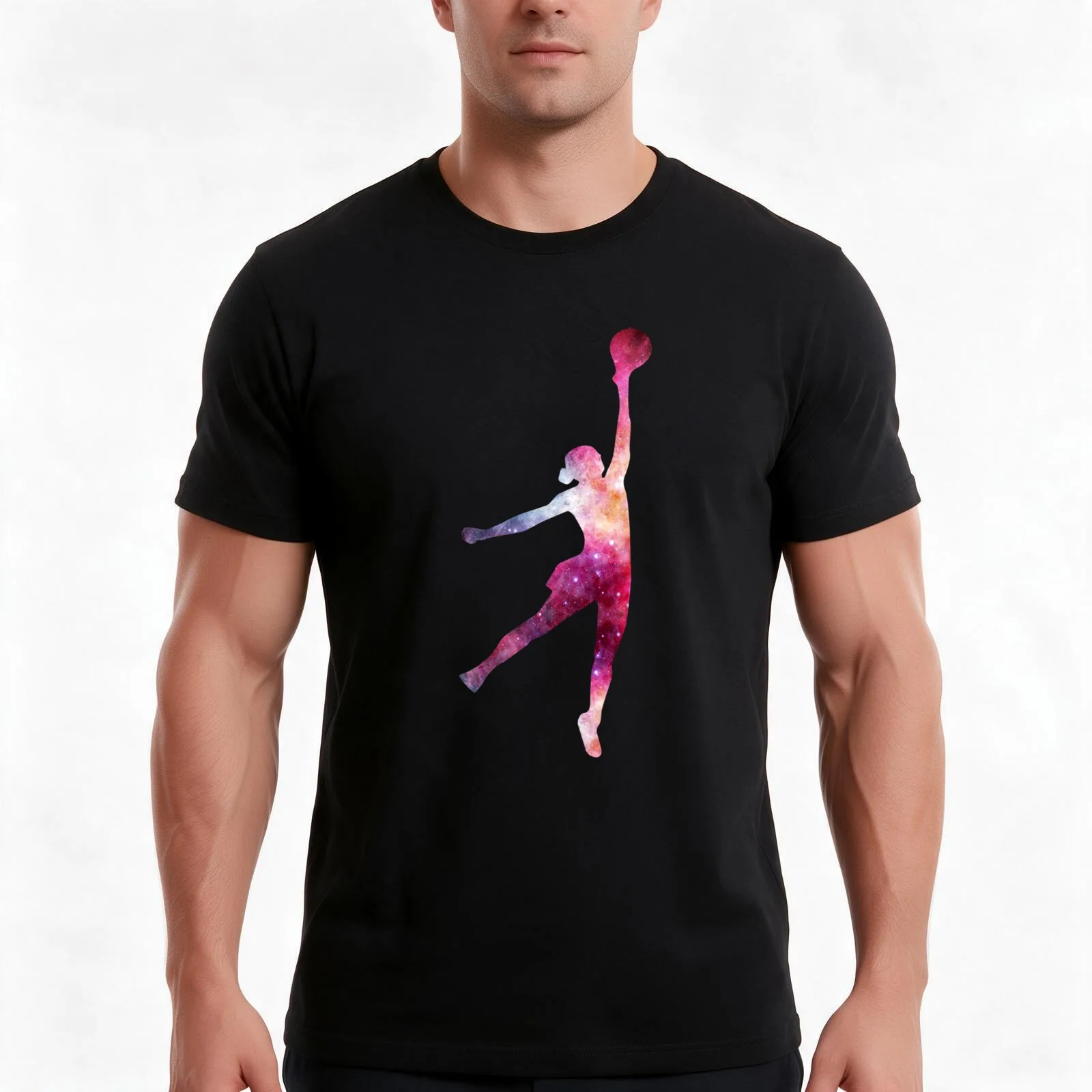 Galaxy Netball vector T-Shirt, Summer Casual Cotton Tee, Oversized Streetwear Tops, Vintage Graphic Print, Unisex Men Women