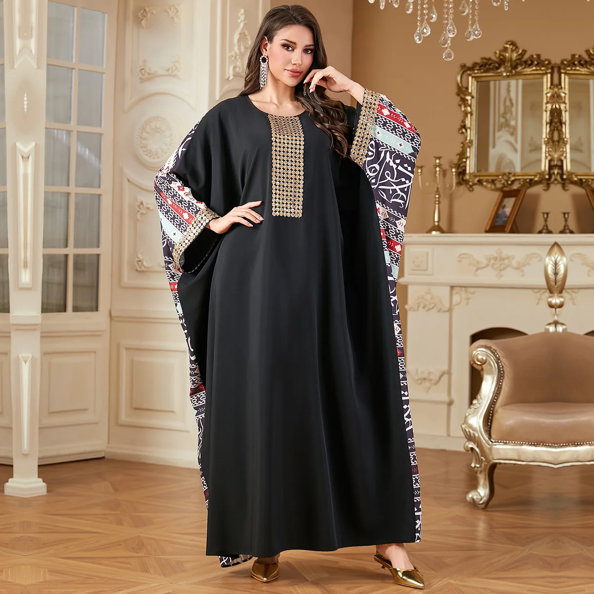 

Eid Women Muslim Dress Batwing Sleeve Robe Femme Musulmane Islam Clothing Morocco Caftan Turkey Kaftan Ramadan Dubai Abaya Gown