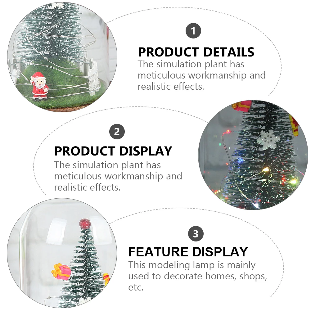 

LED Night Light Christmas Lamp in Glass Dome Xmas Tabletop Lights USB Desktop Atmosphere Lamp Mini Snowball Decor