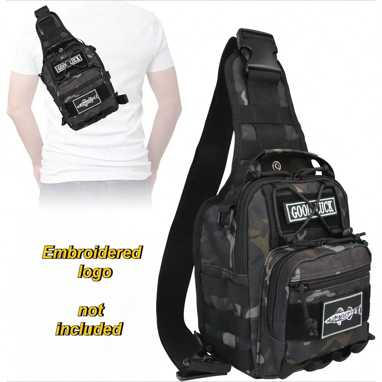 Small Fishing Backpack Waterproof Molle EDC Tactical Messenger Bag Wear-Resistant Outdoor Hiking Daily Carry Gym Bag