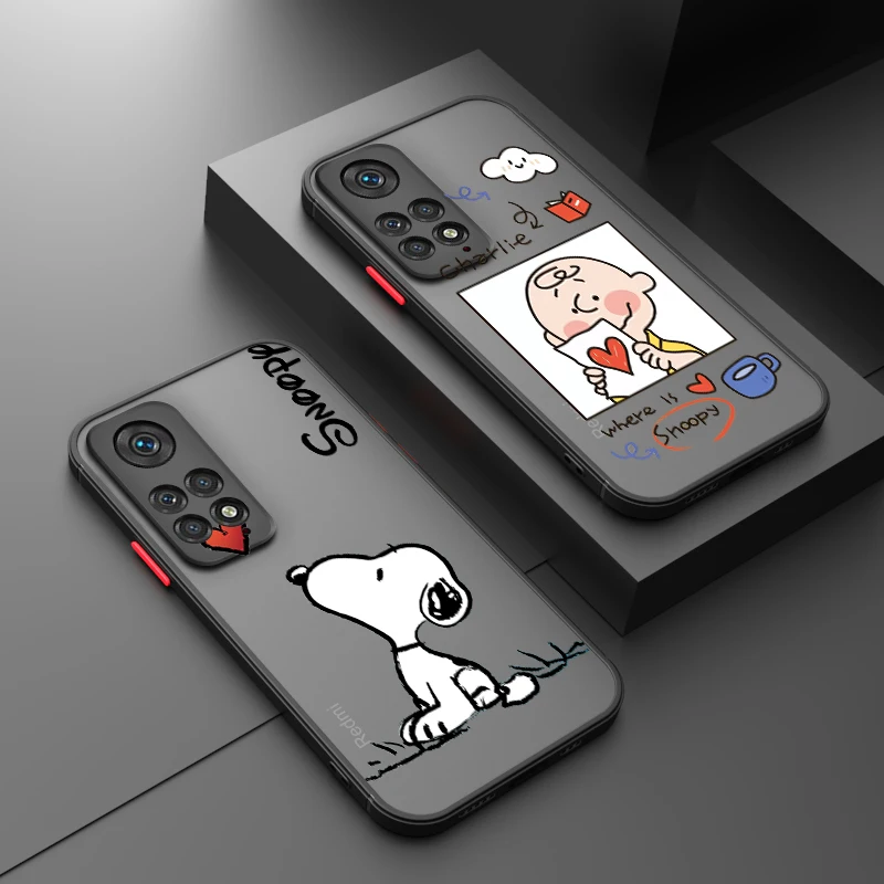 Cartoon S-Snoopyes For Xiaomi Redmi Note 12 Turbo Speed 11 10 9 Pro Plus Max 4G 5G Frosted Translucent Hard Phone Case