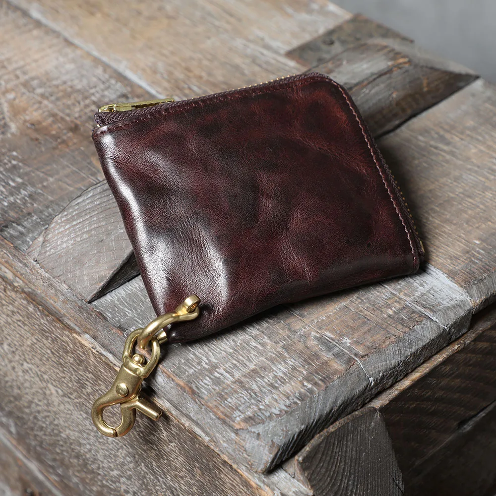 S.WORKER Vollnarbenleder Vintage-Kartenhalter Retro Mini-Münzbörse Tragbare Tasche Kurze Geldbörse – Detail 6