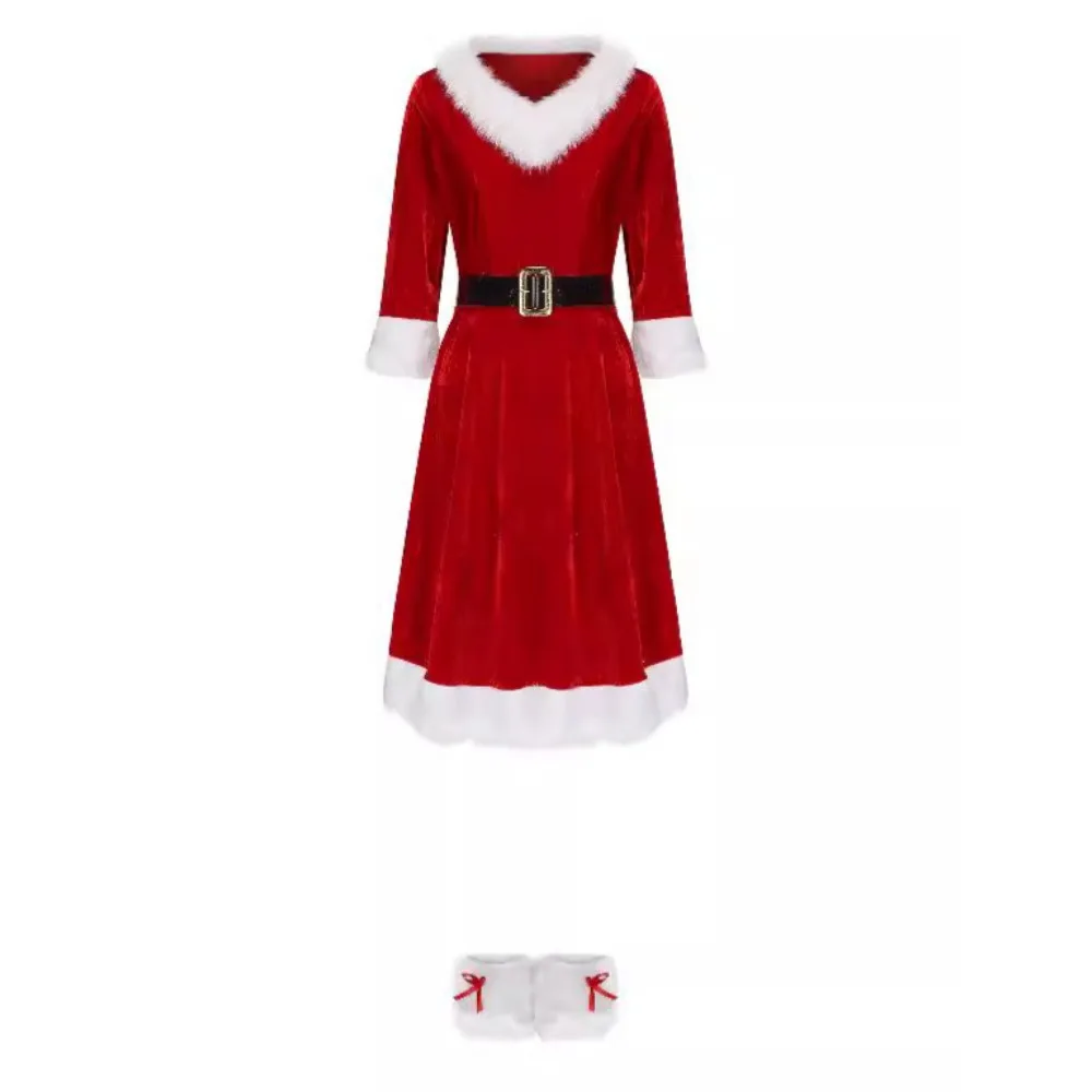 Costume de cosplay de Noël pour femme, déguisement du père Noël, robe rouge imbibée, Noël, Halloween, carnaval, fête du Nouvel An, vêtements Py Play