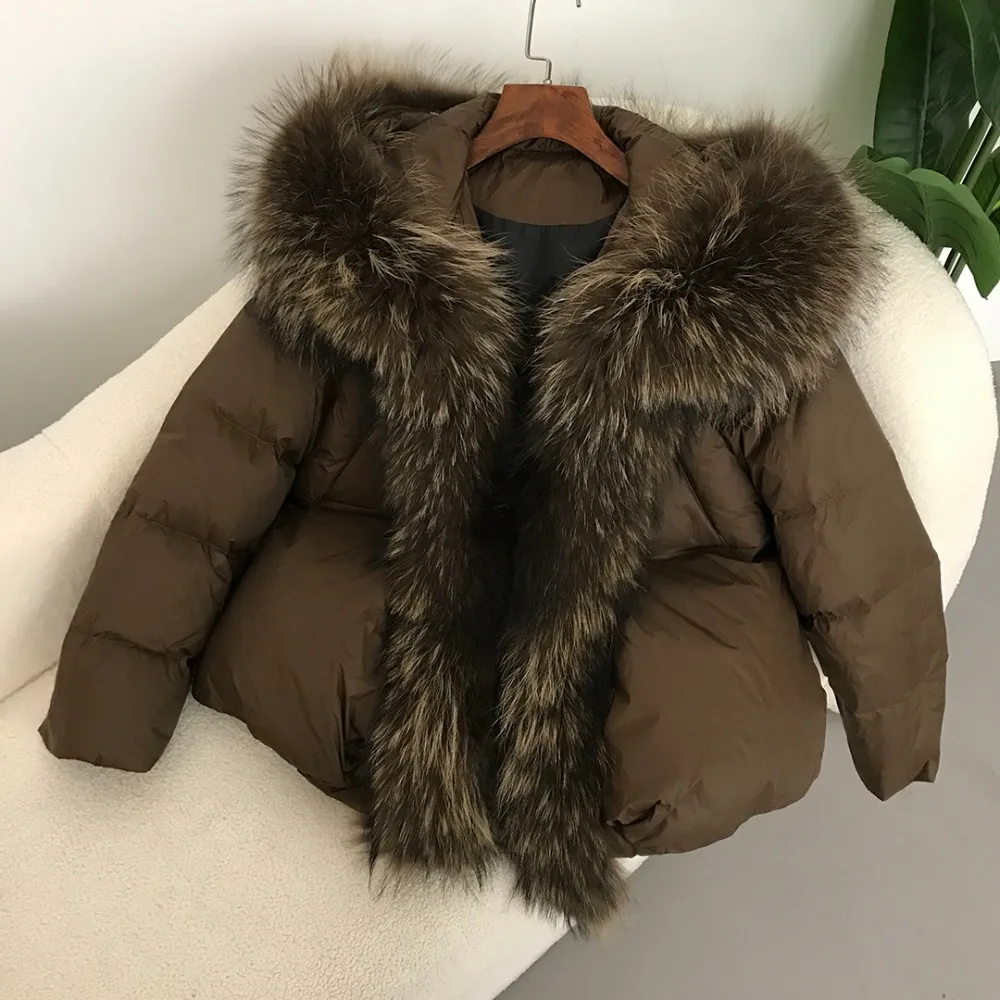 2024 New Winter Jacket Women Real Fur Coat White Duck Down Jacket Women Oversize Fox Fur Collar Big Fur Thick Warm Outerwear