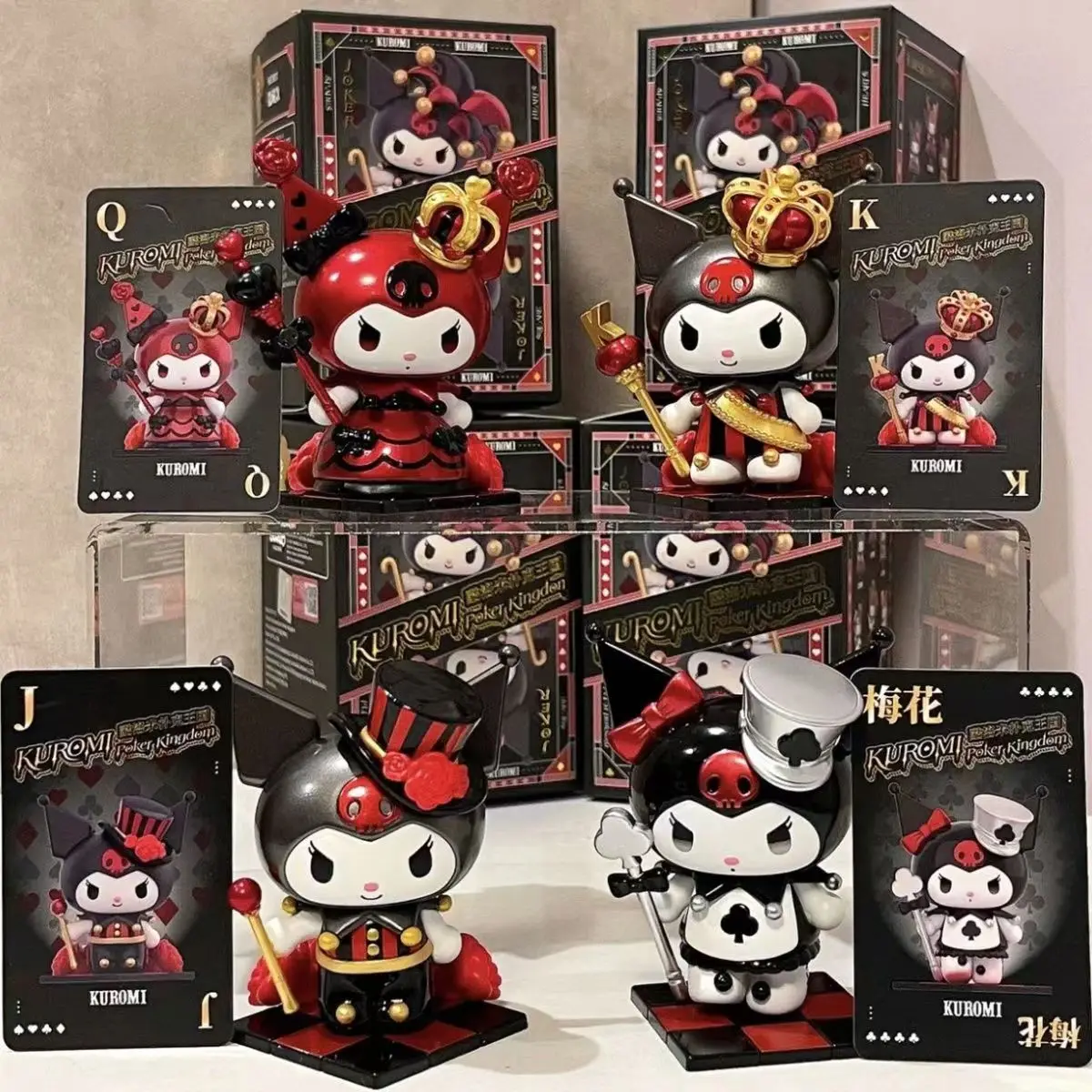 Sanrio Kuromi Cosplay Poker Kingdom Joker Anime Kawaii  Cartoon Table Decoration Action Figures Toys For Children Gift