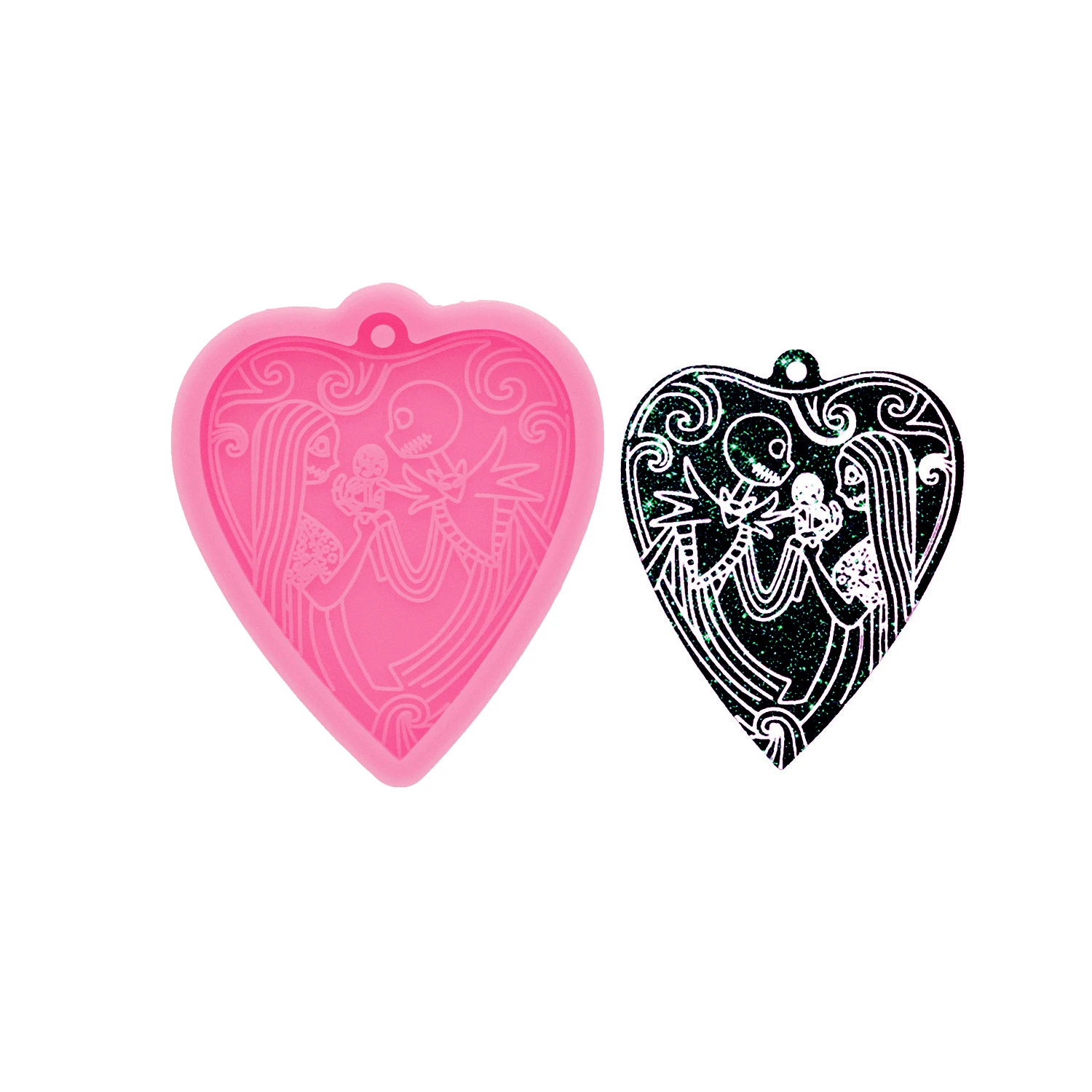 Halloween Castle Cross Skull Silicone Mold Gothic Anime Style for Epoxy Resin DIY Pendant Earring Keychain Spooky Craft