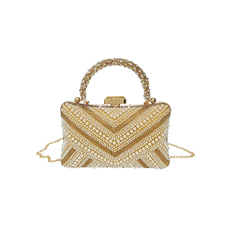 حقيبة كروس لؤلؤية، حقيبة عشاء محمولة باليد على الكتف، حقيبة صندوق سلسلة متعددة الاستخدامات #5