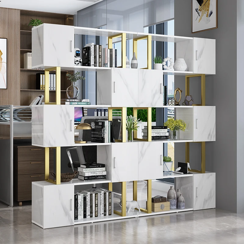 Partition Shelf Modern Simple Office Gold Light Luxury Living Room Barber Shop Multi-layer Floor Screen Entrance Cabinet