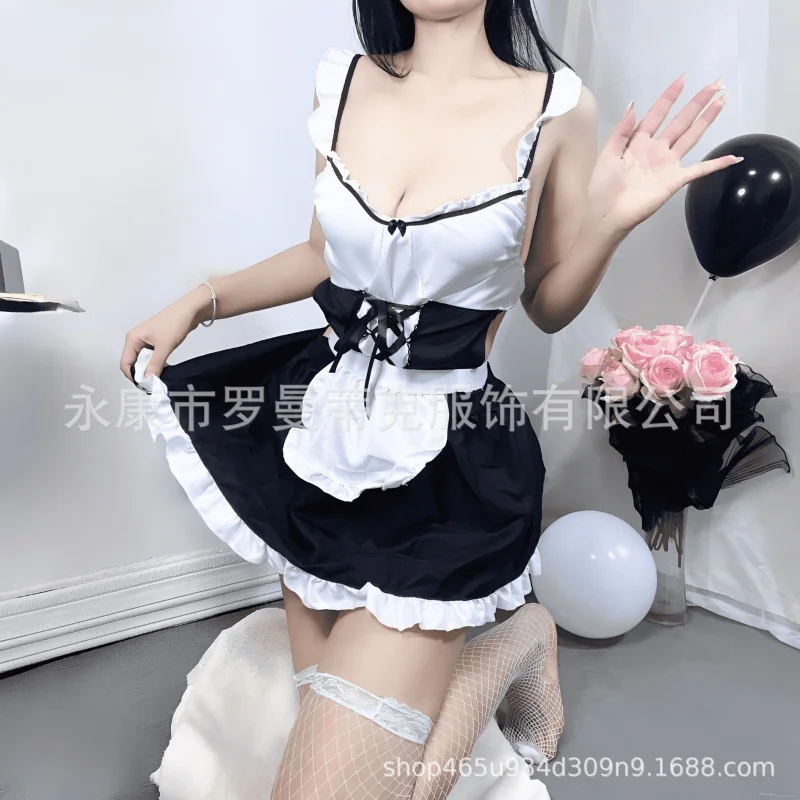 New Hot Sexy Lingerie Maid Open Crotch Free off Suit Role Play Temptation Uniform Wholesale