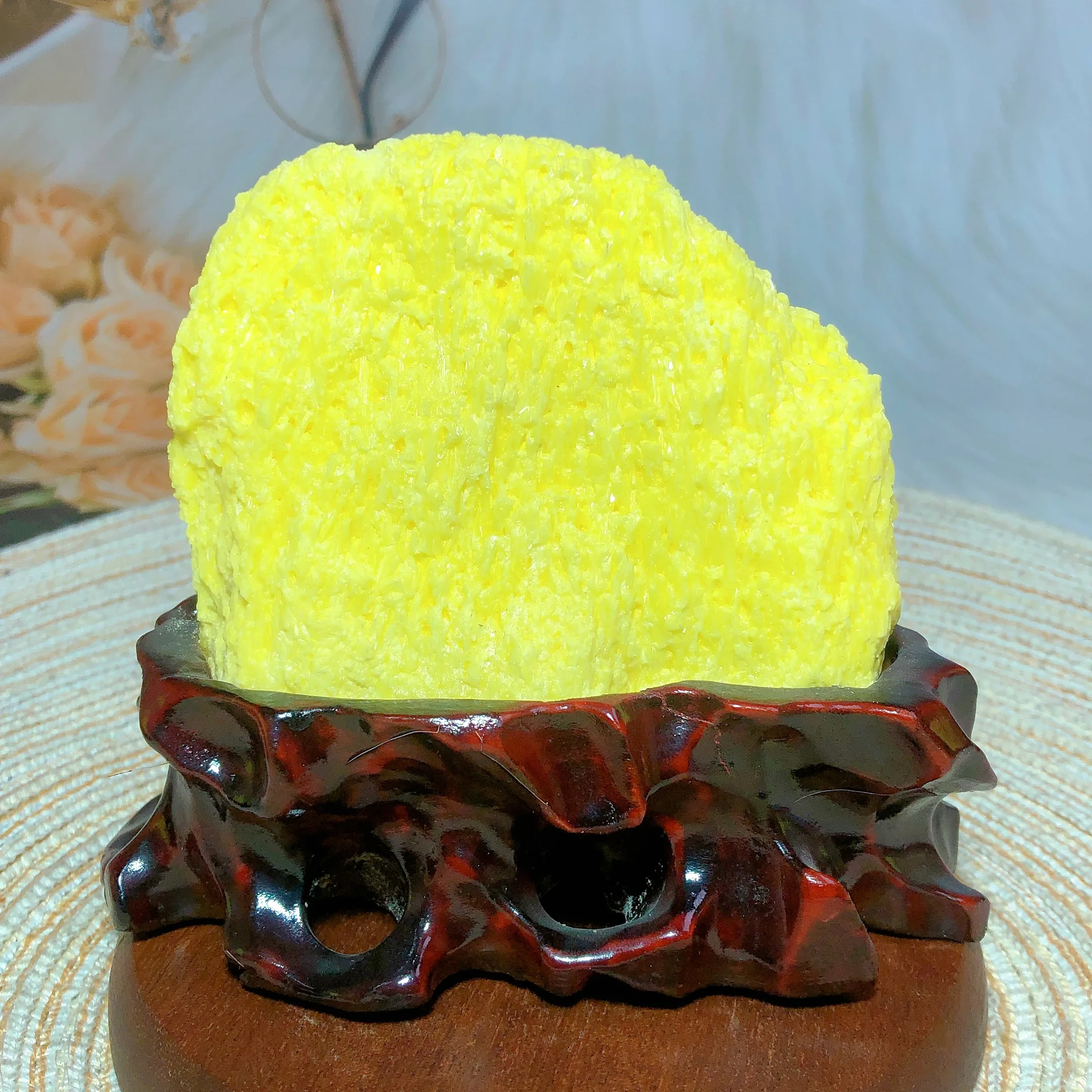 

Natural Crystals Sulphur Raw Stone Specimen Stand Office Decorations Ornament Room Decor Ore Mineral Energy