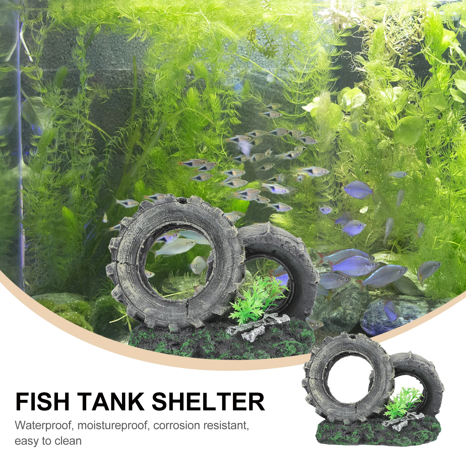 

Aquarium Fish Tank Resin Car Tire Ornament Decorative Hideout Shelter Shrimp Hiding Place Aquarium Landscaping Accessory