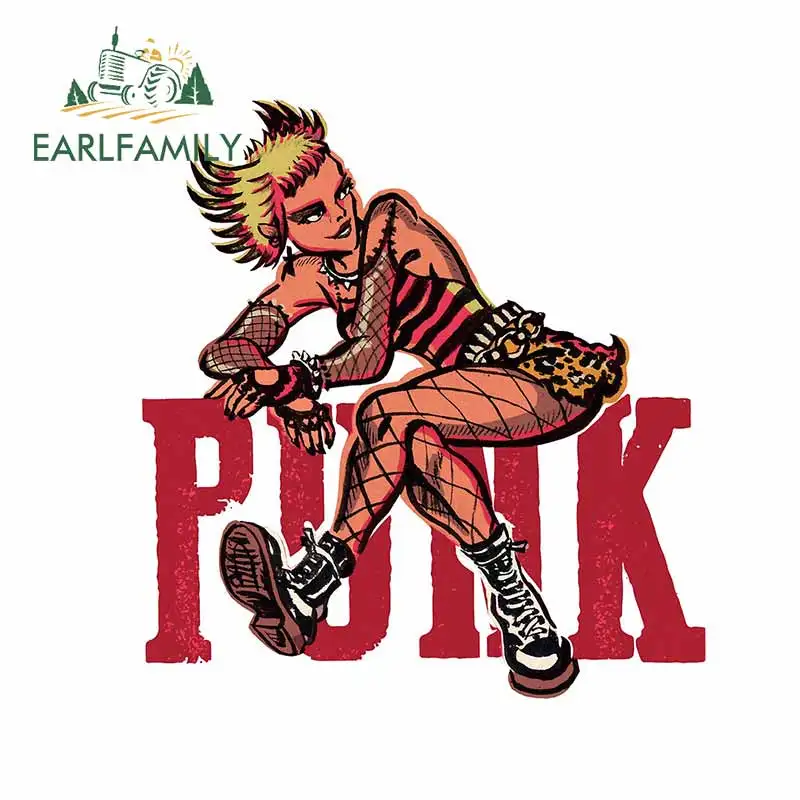 EARLFAMILY 13cm X 12cm For Pink Punk Girl Car Stickers Windows Windshield Laotop Decal Bumper Snowboard Suitcase Car Assessoires