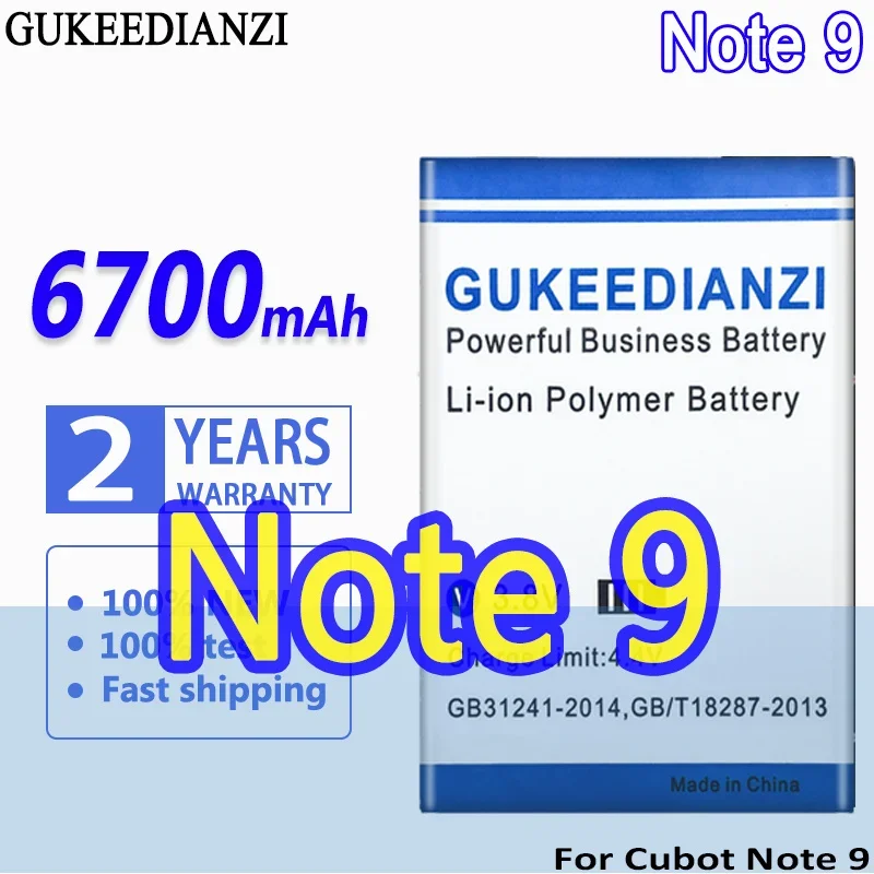 

High Capacity GUKEEDIANZI Battery Note 9 (C11) 6700mah For Cubot Note9