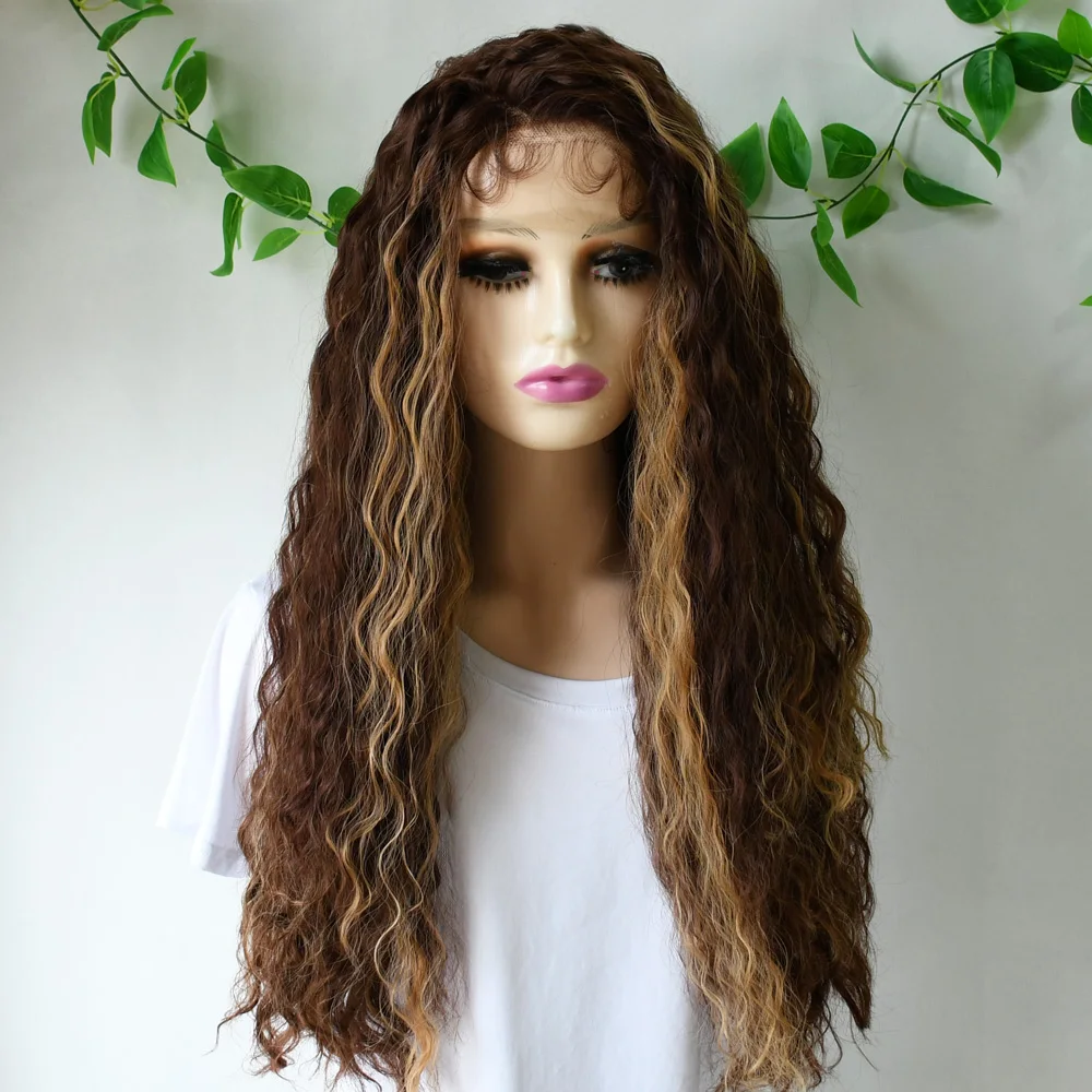 تسليط الضوء على شقراء الدانتيل الجبهة موجة عميقة للنساء 30 بوصة لينة متموجة تأثيري الباروكات عالية الكثافة الدانتيل الاصطناعية الدانتيل أمامي peluca