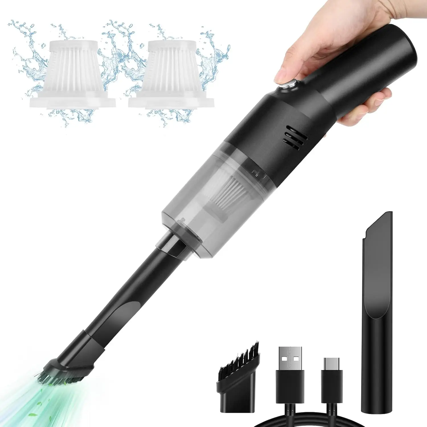 

Portable Mini Car Vacuum Cleaner, High Power Cordless Handheld Rechargeable for Desk and Home Use