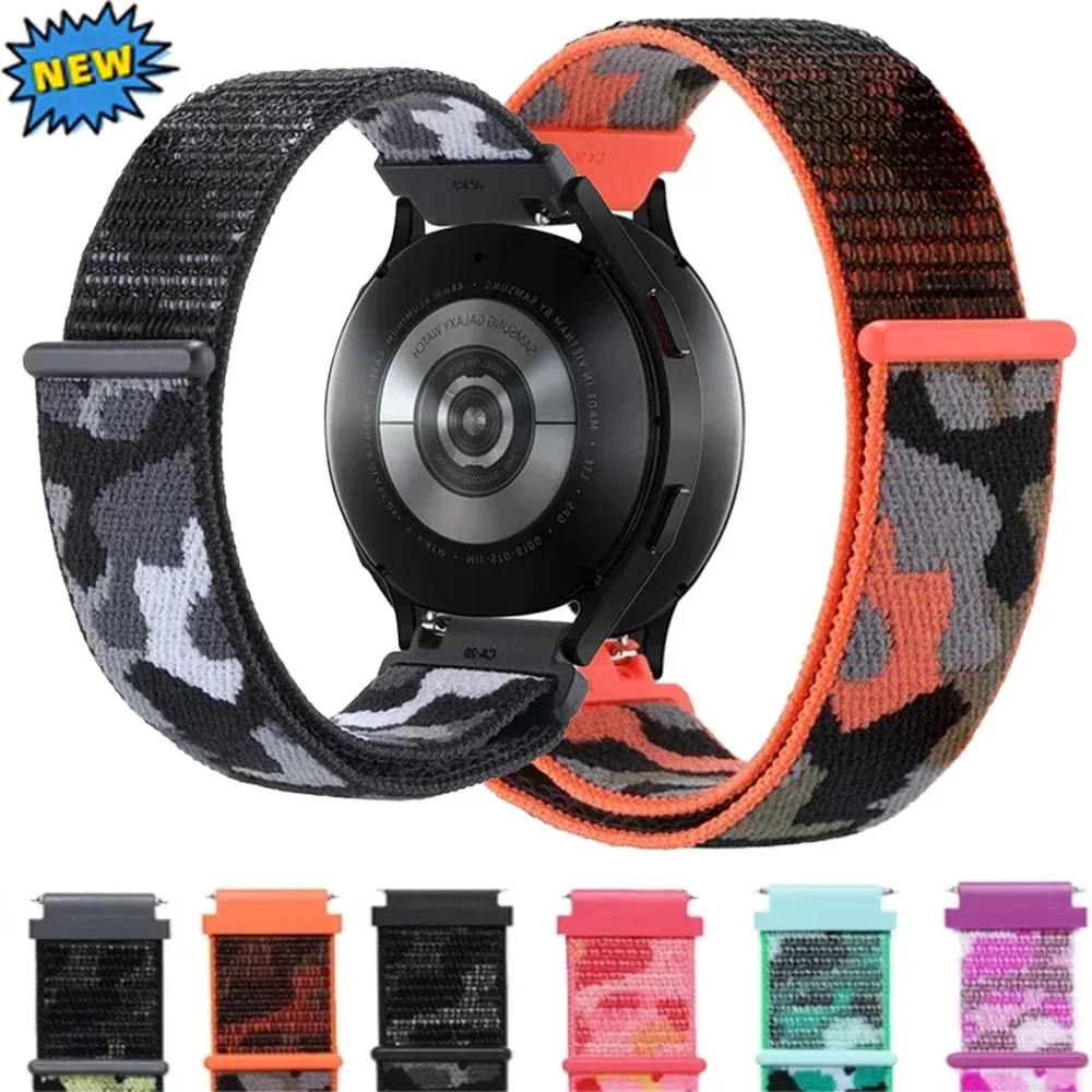 20/22mm Nylon Braided Strap for Galaxy Watch 7/6/5/4 Huawei GT6-5-4 46mm Adjustable Comfortable Bracelet Amazfit Active 3-2-Max