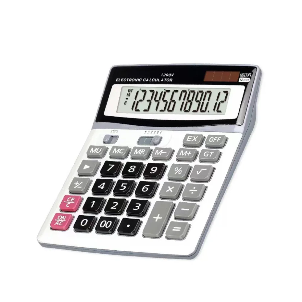 1200V Calculator Position Large Screen Computer Accounting Finance Solar Desktop Office Business 12 Position