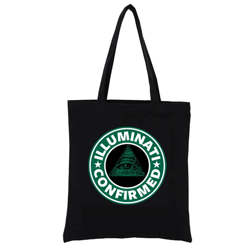 

Illuminati Confirmed Graphic Printing Totebag Funny Shopping Bag Women's Handbags Shopper Woven Tote Bags Aesthetic Casual Totes