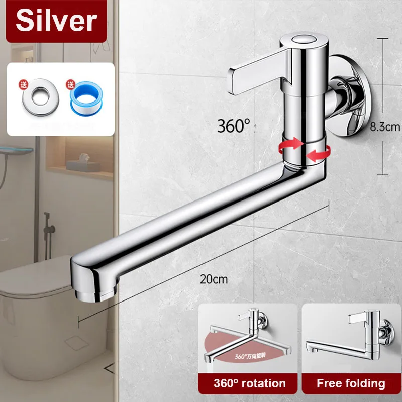 Brass Wall-Mounted Single Hole Faucet for Outdoor Garden Kitchen Sink Bath Toilet Mop Pool - Durable Wall-Mounted Tap