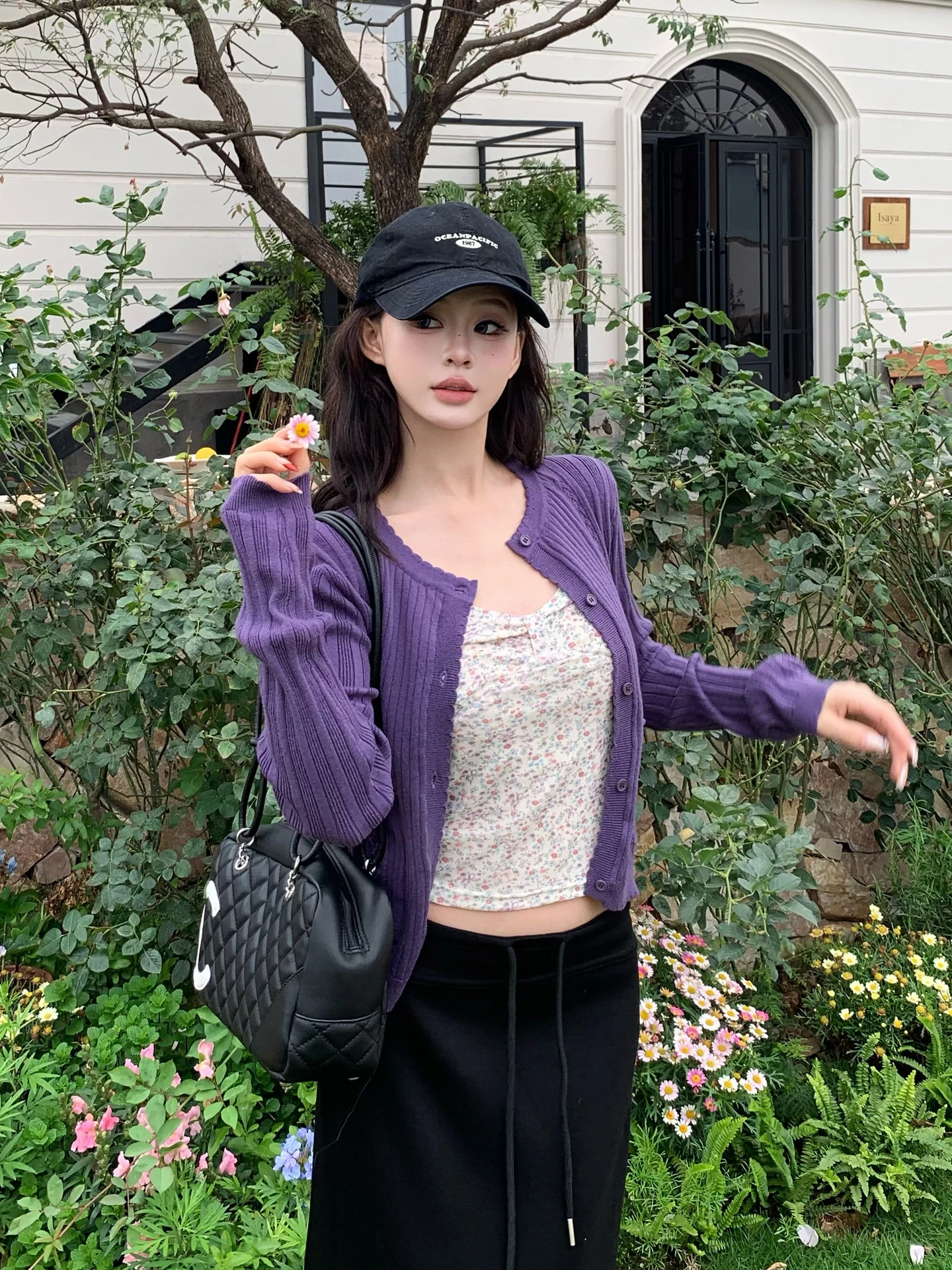 

Корейский вязаный комплект из кардигана и топа с цветочным принтом, женский свитер-жакет с кружевной отделкой в стиле «сладкий и пикантный»