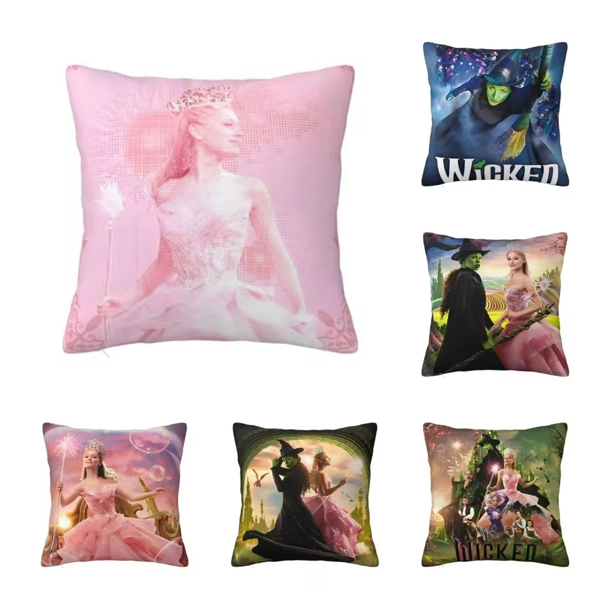 Glinda The Good Wicked Square Pillowcases Polyester Seat Musical Fantasy Film Cushion Cover Funny Pillow Cover 45*45