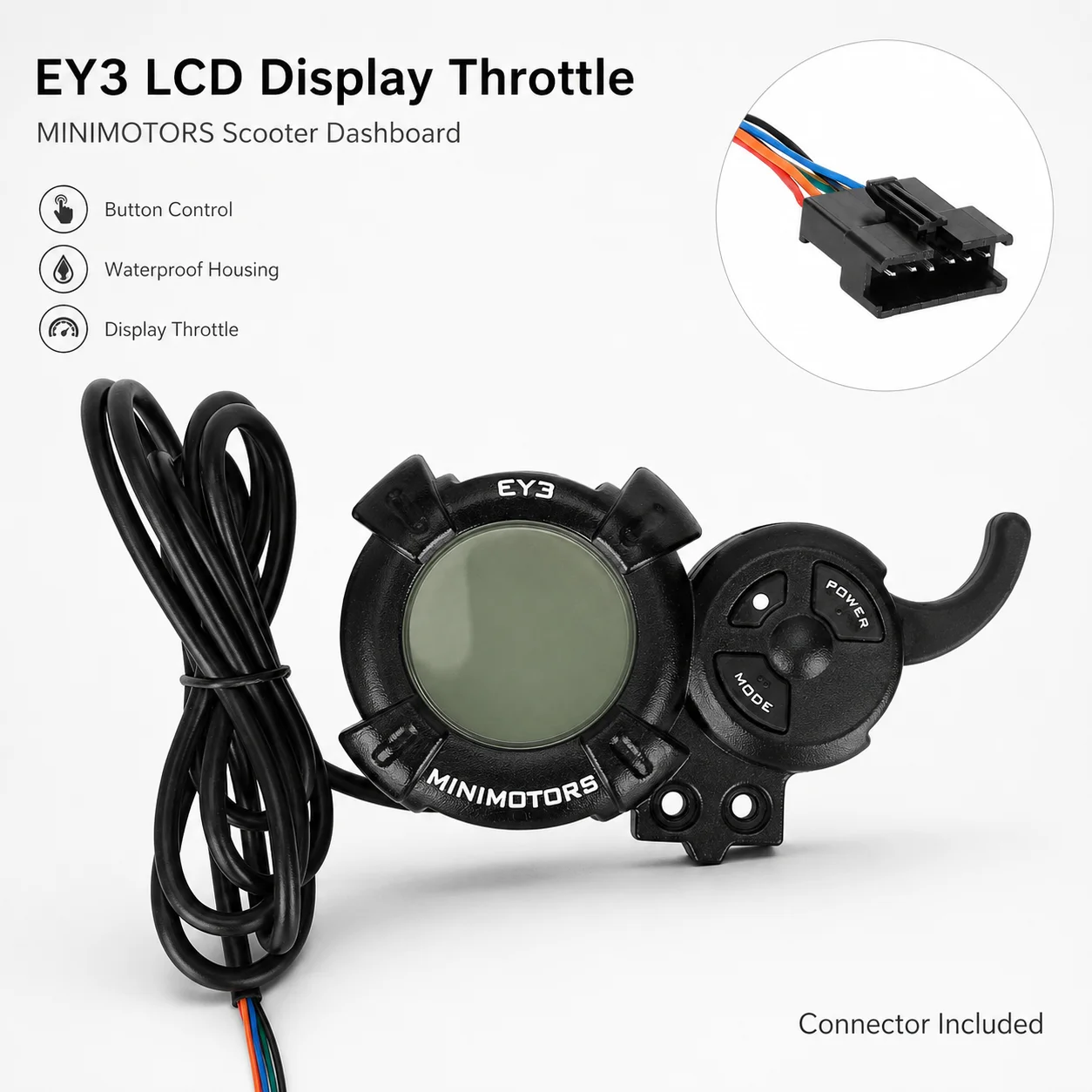 MINIMOTORS EY3 EY4 LCD Display Throttle with Button Switch for Electric Scooter, Waterproof Speed Dashboard Control Panel Part