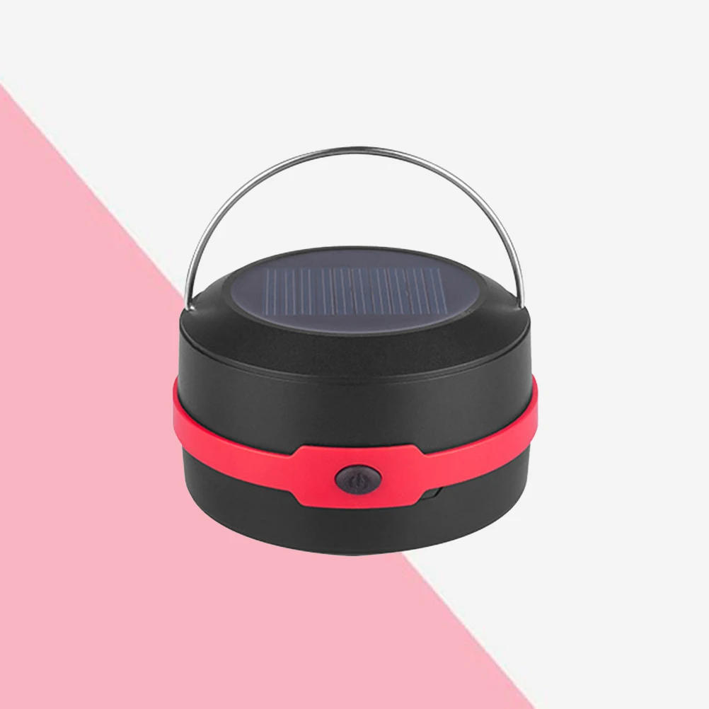 Lampu Kemah LED Lentera Bohlam Lampu Tenda Tenaga Surya Lipat untuk Backpacking Berkemah Mendaki Lampu Darurat Memancing (Merah)