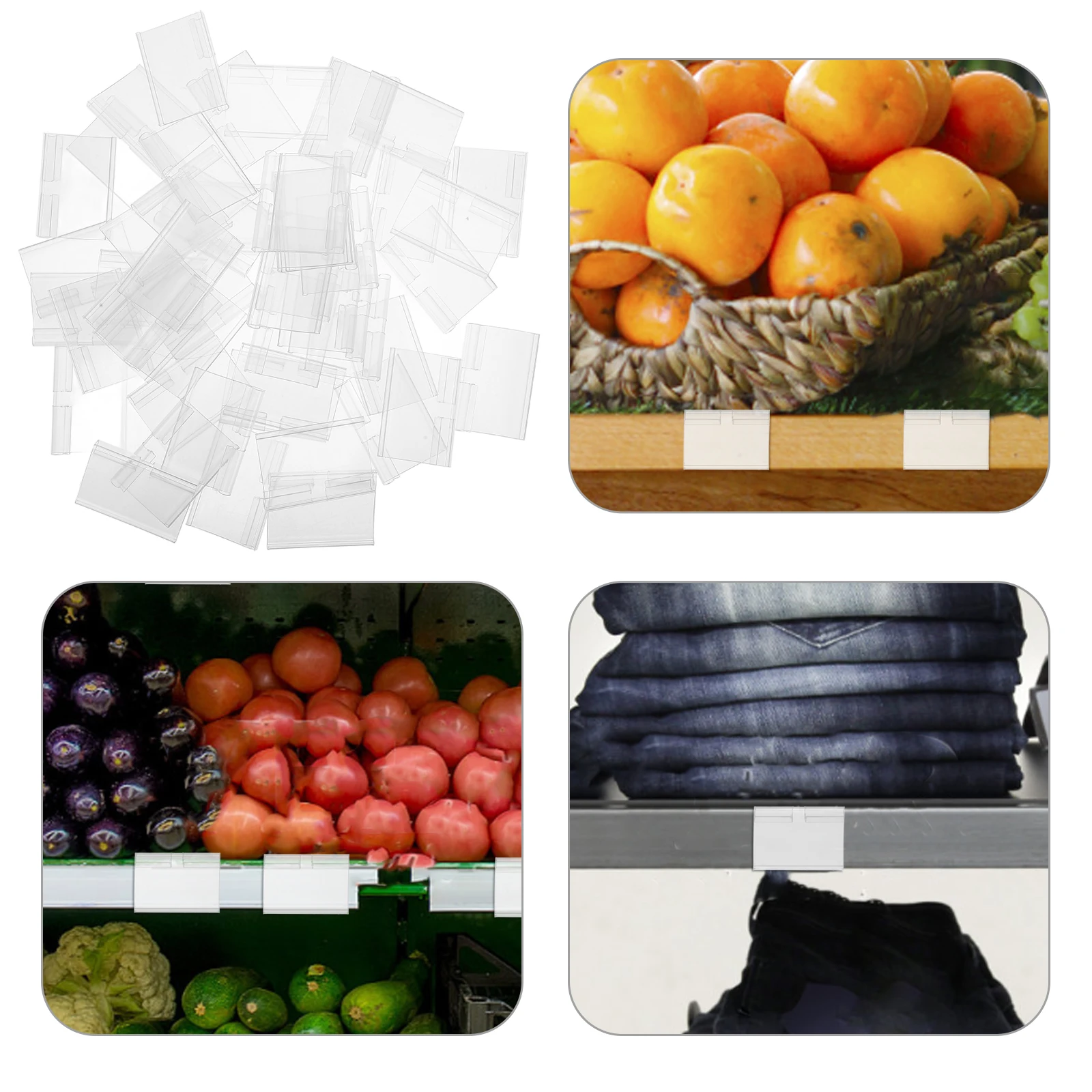 

50 Pcs Price Tags Supermarket Labels Plastic Sign Holders Display Stands Shelf Clips Hook Storage Table Shopping Tag