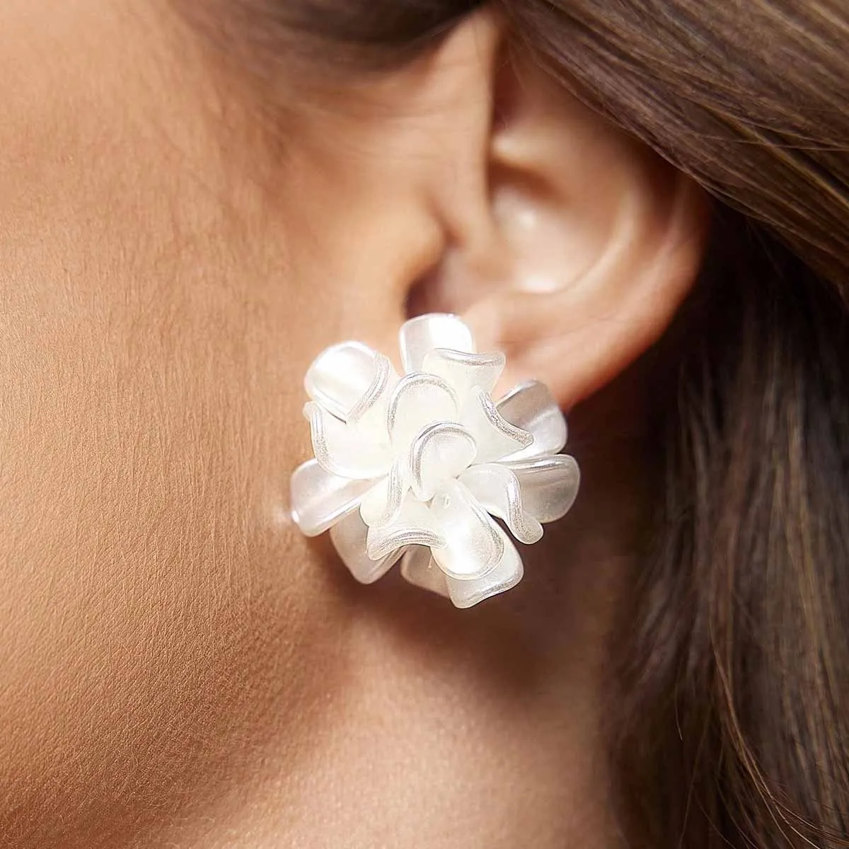 925 Silver Needle Spring/Summer Flower Earrings, Hot Selling, Super Fairy Matte Transparent Earnail Earrings