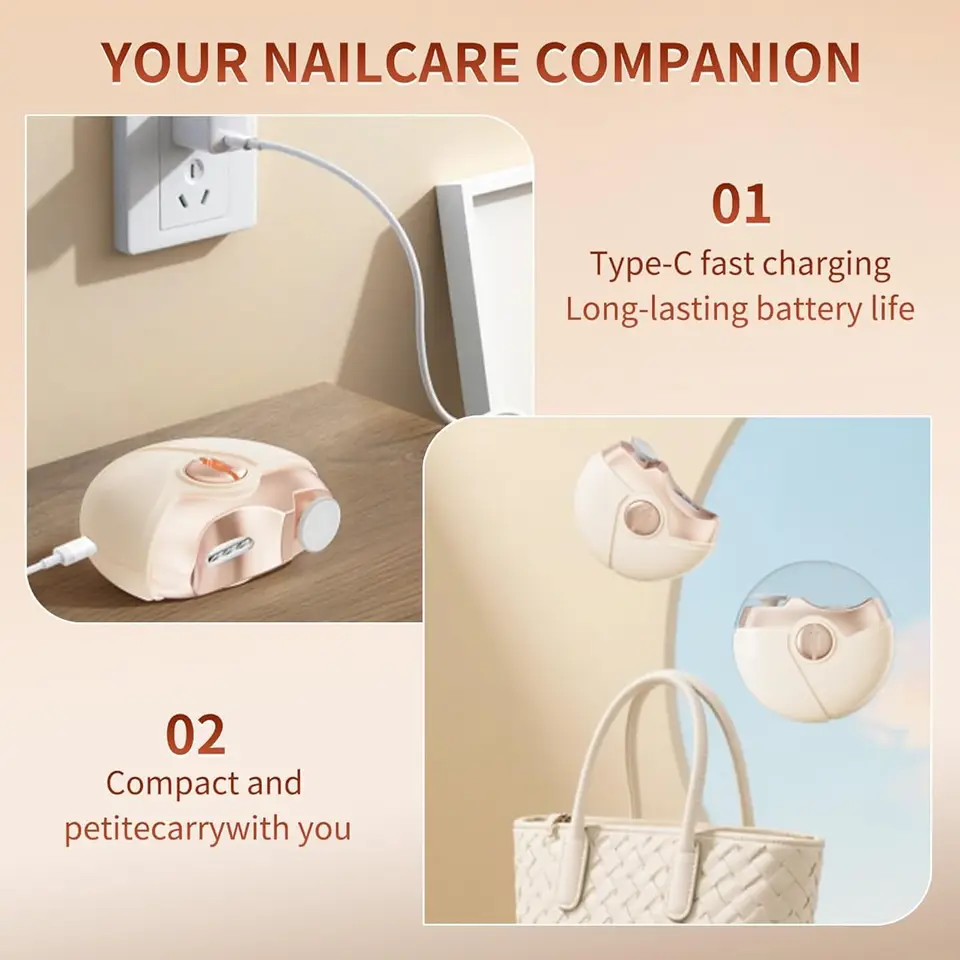 Cortauñas eléctrico recargable de 500mAh, cortador automático portátil y seguro, para adultos, niños y ancianos, cuidado de uñas en casa 5