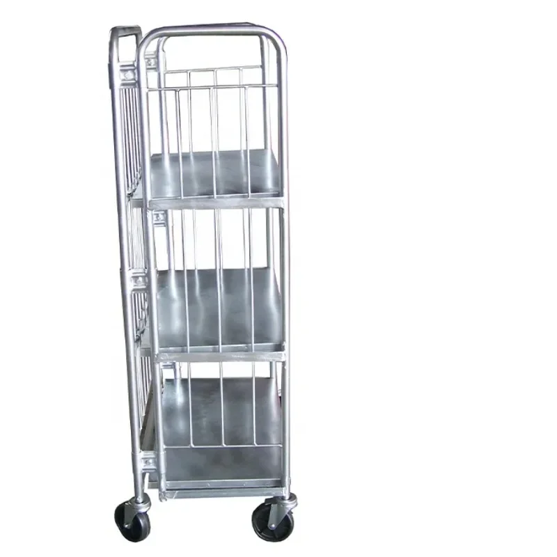 

Складская стальная тележка-стеллаж, складная, с сетчатыми полками, для логистики