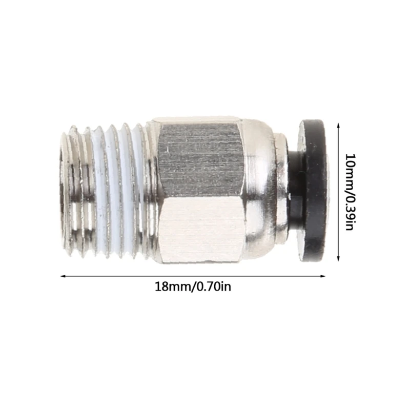 Conexão rápida pneumática para peças de impressora 3D Tubo de PTFE Extrusora Bowden, Hotend J-Head, PC4 01 M10, 1,75mm