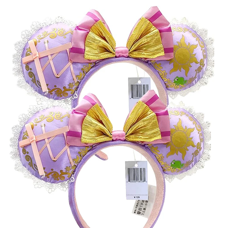 Disney Princess Mickey Mouse Headband Minnie Ear Rapunzel Snow White Sequin Bow Hair Hoop Gift Girl Accessories Christmas Gift - view 3