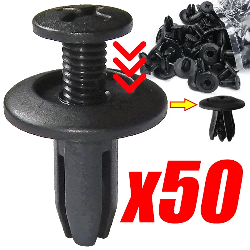 50-1000Pcs 8mm Hole Plastic Rivets Fastener Screw Car Bumper Fender Car Door Trim Panel Retainer Fastener Clips Auto Accessories