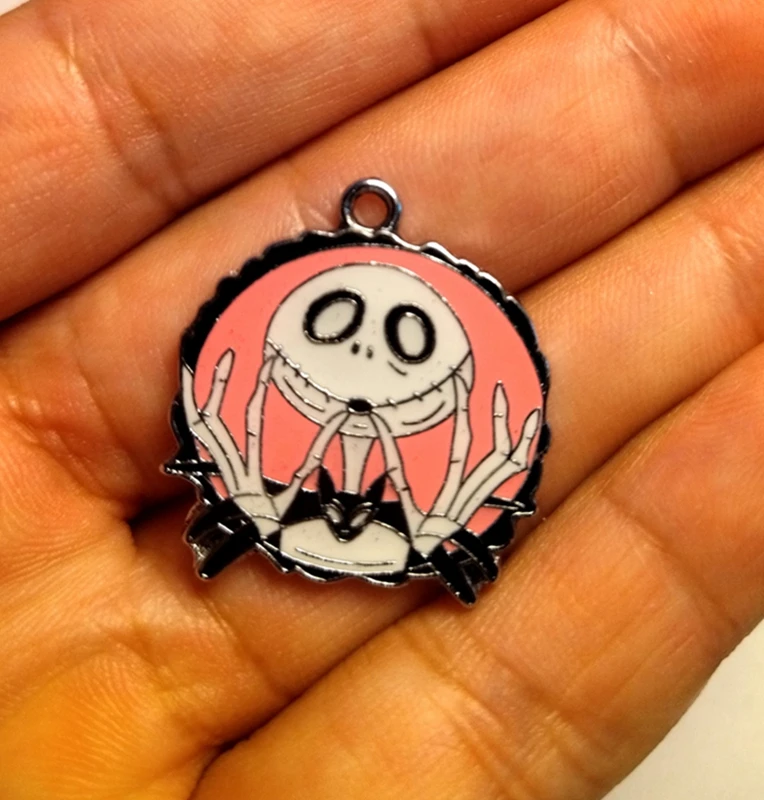 

Cartoon 10 pcs Nightmare Before Christmas Charm Jewelry Accessories Diy Enamel Necklace Earring Pendant