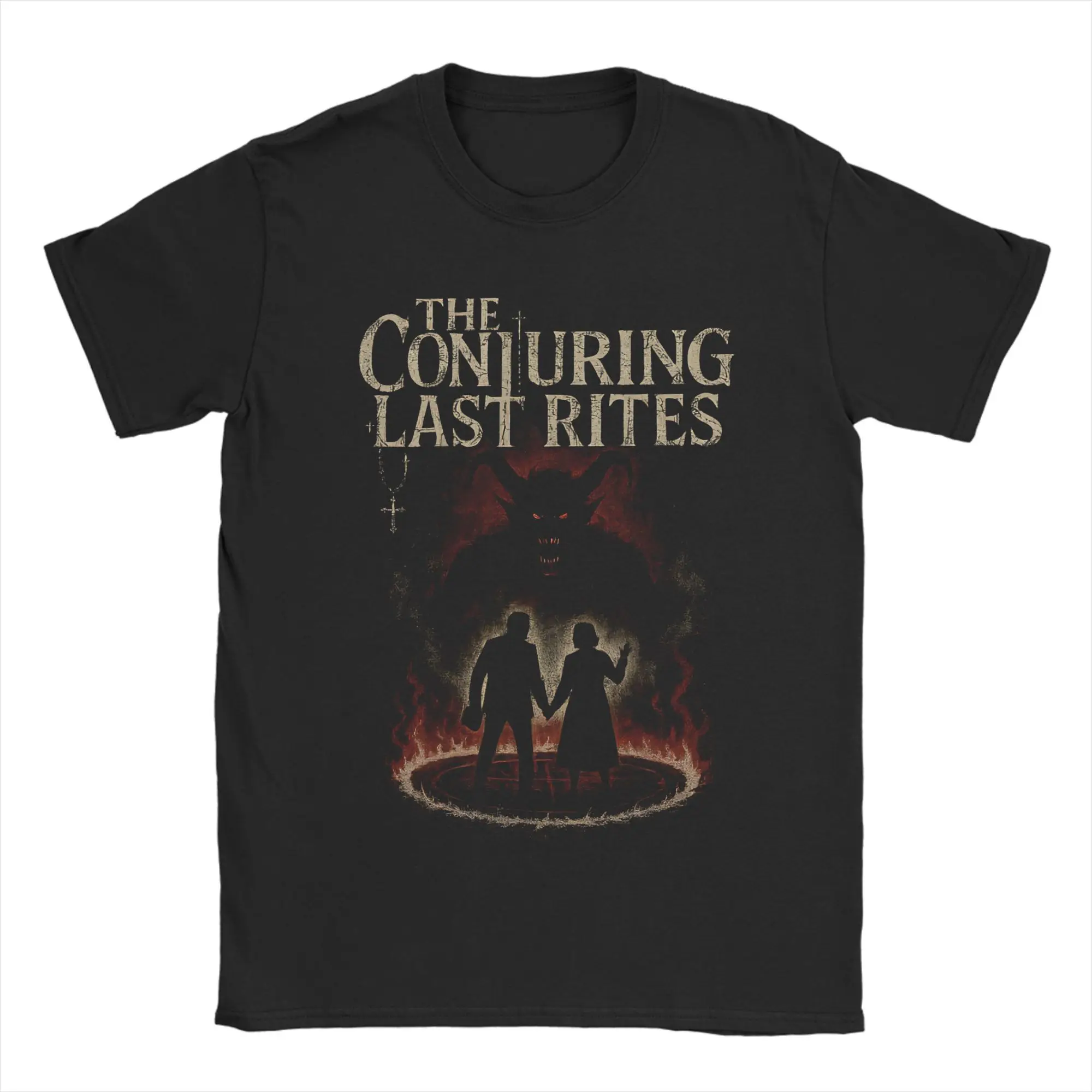 تي شيرت Vintage The Conjuring Last Rites للرجال برقبة دائرية وأكمام قصيرة تي شيرت قطني ملابس صيفية