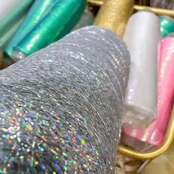 Gold and Silver Thread with Floral Shiny Silk Thread, Special Mixed Thread, Illusory Laser, Wiring Yarn, 100g