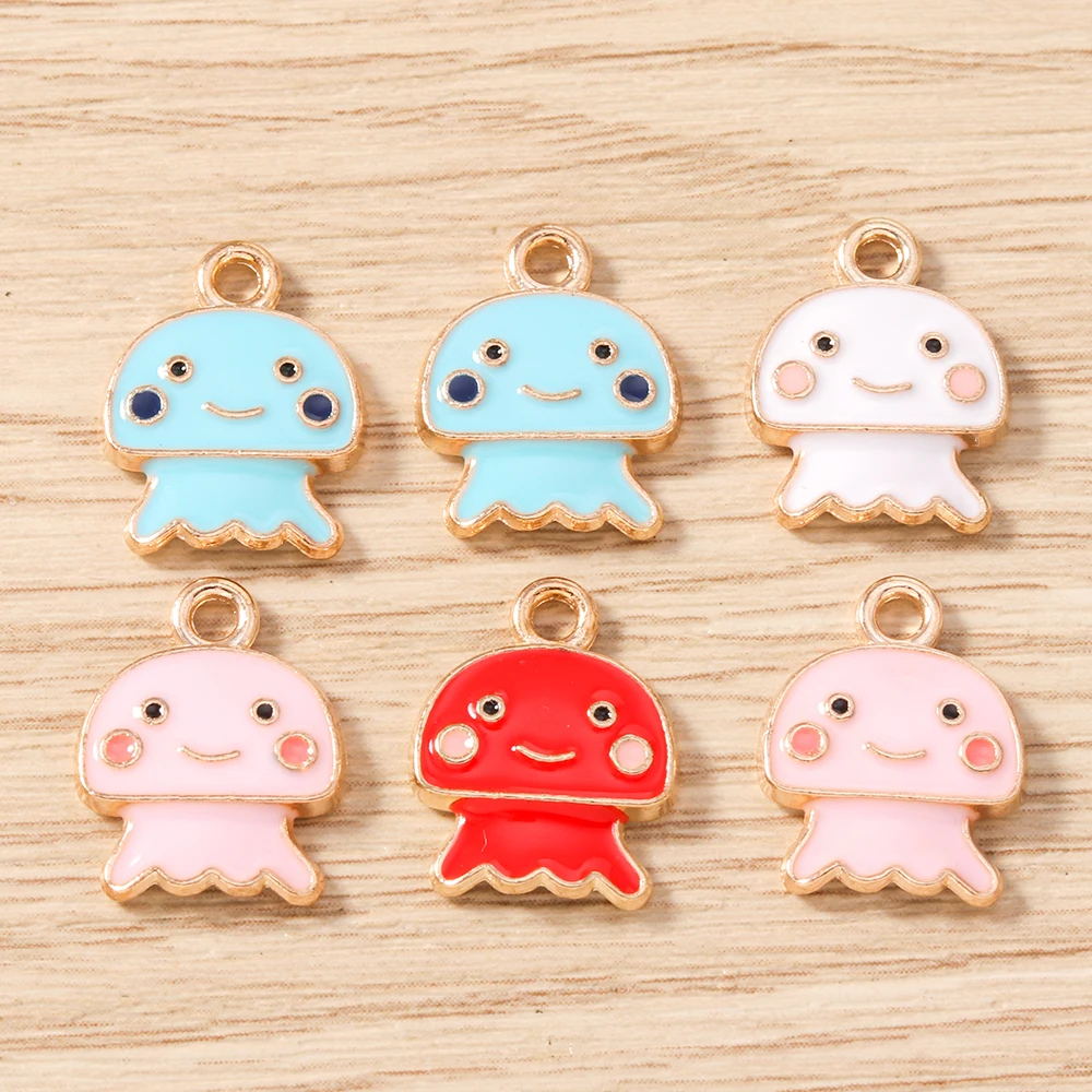 

Tusember 10pcs 12*15mm Enamel Cute Cartoon Jellyfish Charms Squid Octopus Pendants for Handmade DIY Jewelry Making Craft